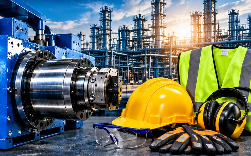 Line boring equipment with PPE on site
